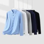 Lightweight Men's Long Sleeve Shirt with Ribbed Texture Autumn Versatile Wrinkle-Resistant ODM Supply