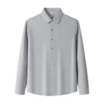 Lightweight Men's Long Sleeve Shirt with Ribbed Texture Autumn Versatile Wrinkle-Resistant ODM Supply-Gray / M