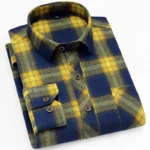 New Fashion Plaid Shirt Long Sleeve Shirt for Men-Yellow / 4 XL